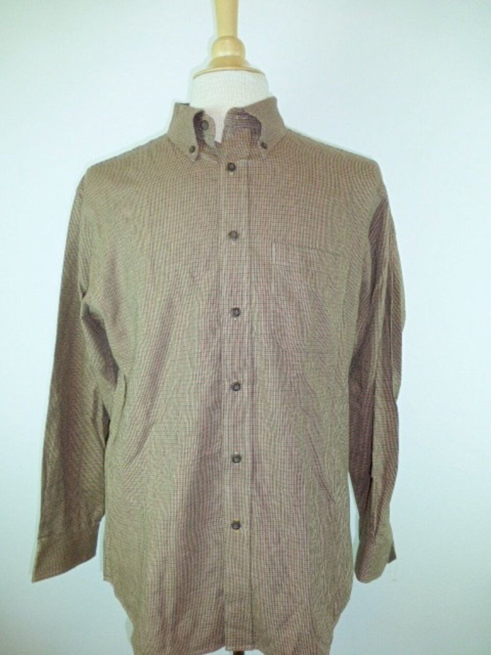 PENDLETON  COTTON WOOL canterbury cloth button down collar brown PLAID SHIRT M